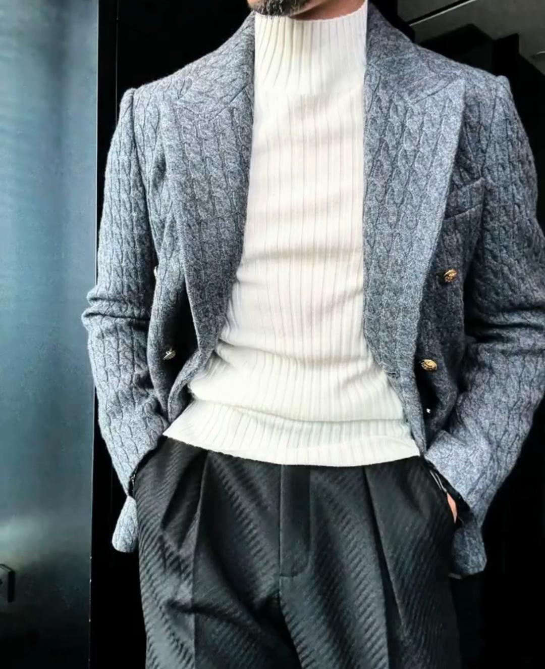 Lapel wool jacket
