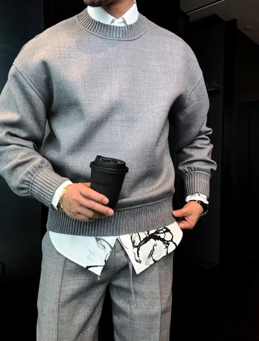 Round neck sweatshirt casual suit(Top+Pants)