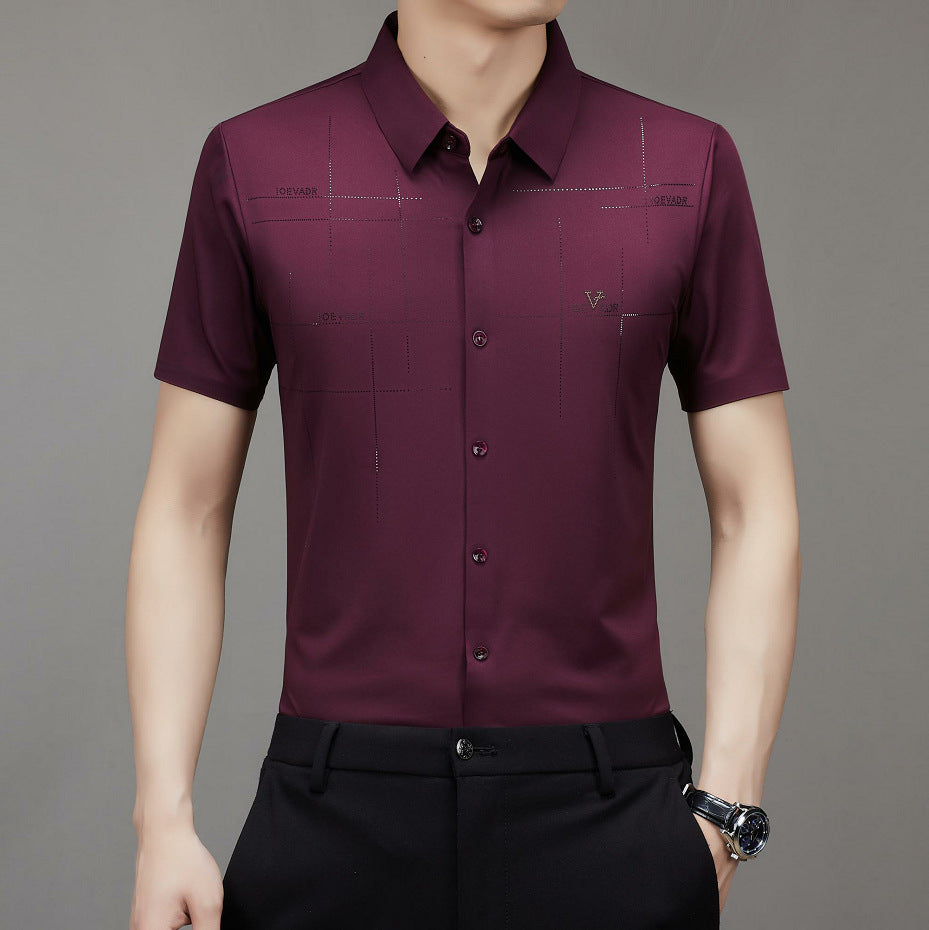 Seamless non-iron striped print shirt