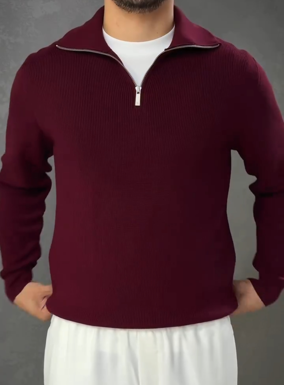 Thickened half-high zipper sweater