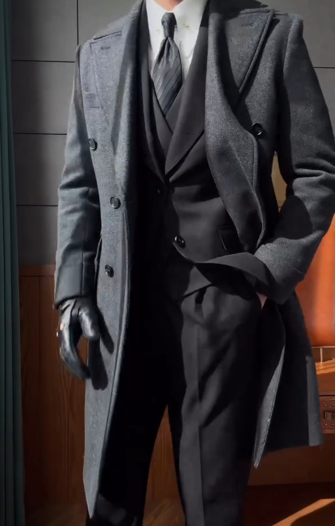 Double-breasted wool coat