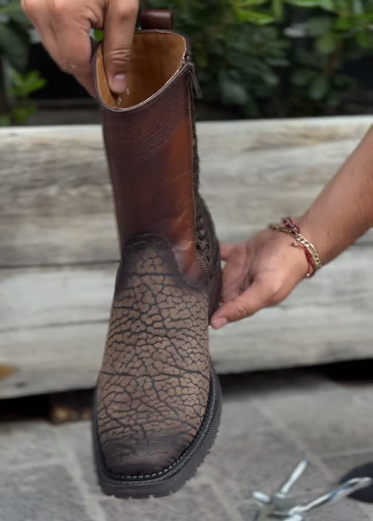 Botas rodeo piel cuello de toro miel