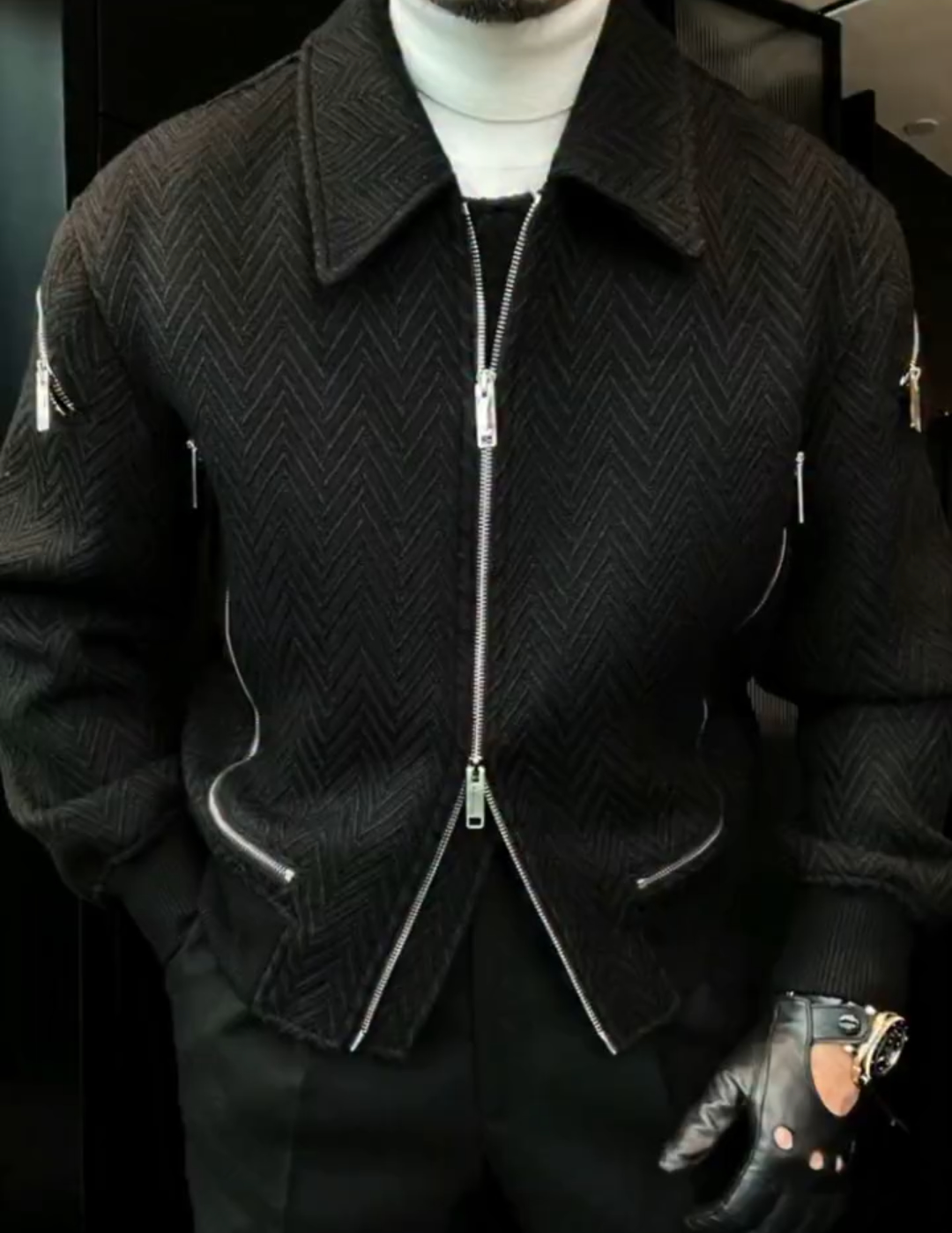 Windproof stand-up collar zip-up jacket