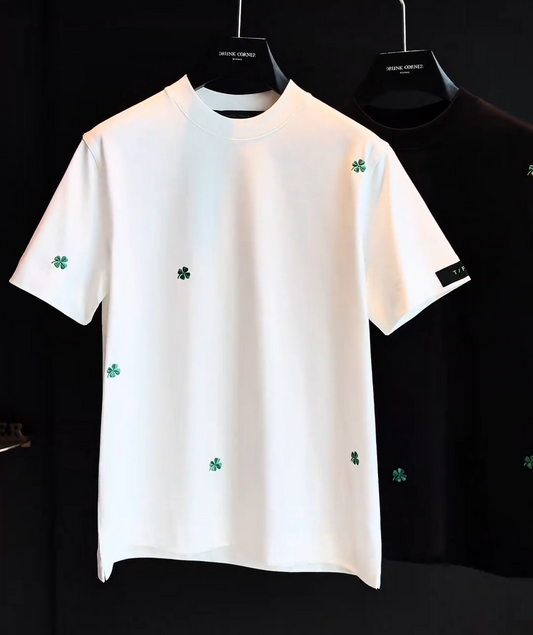 Four-leaf clover crew neck short-sleeved shirt