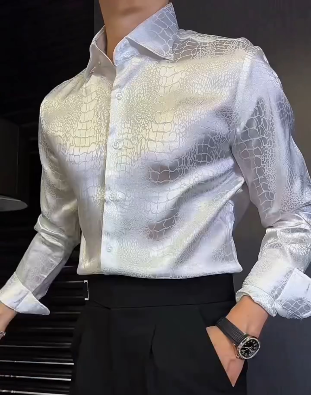 Men's crocodile print shirt