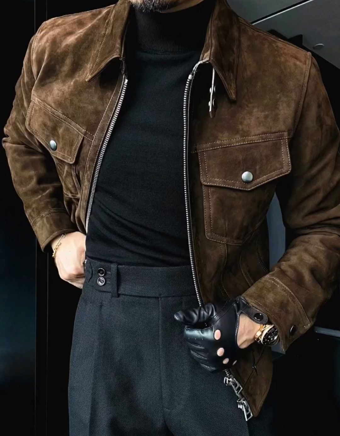 Corduroy collar jacket