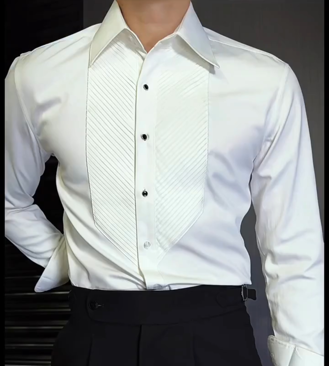 Men's solid color high-end shirt