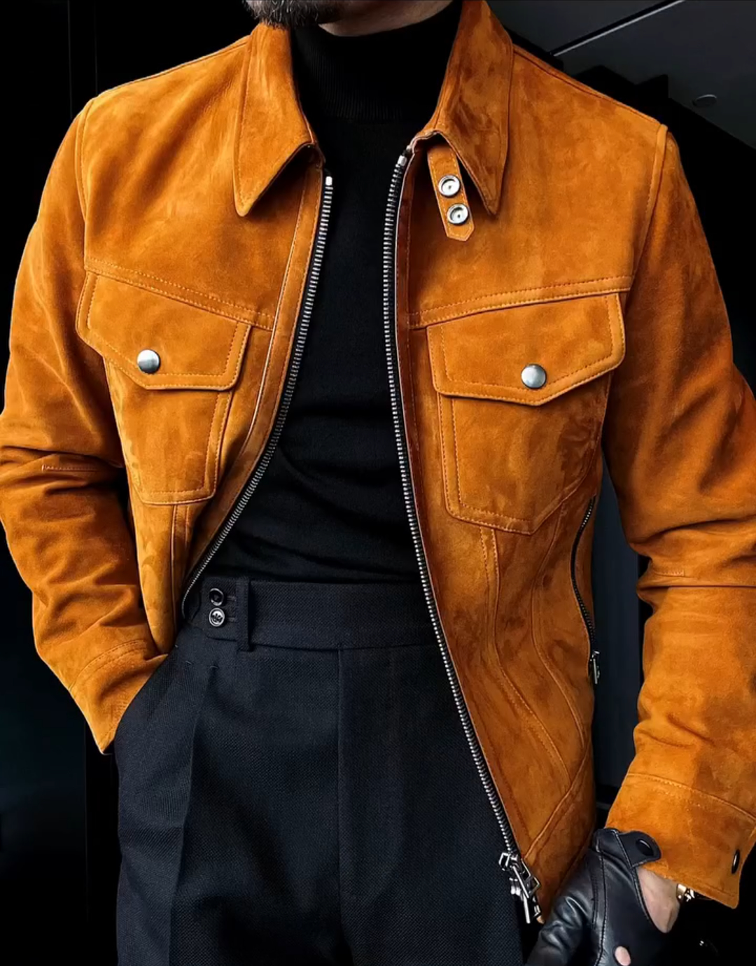 Corduroy collar jacket