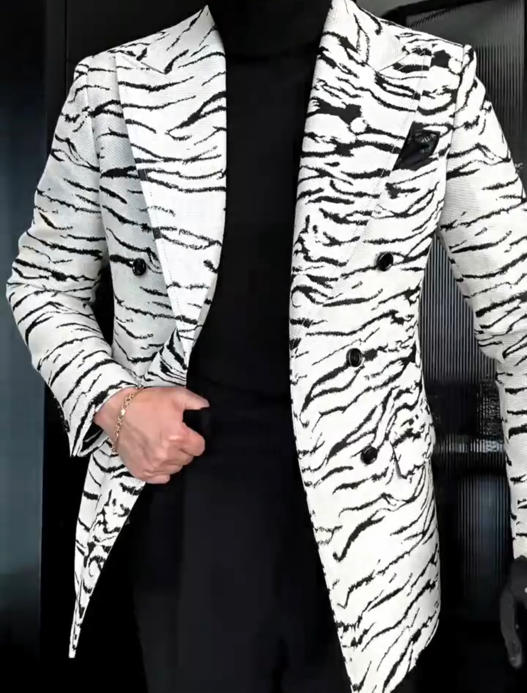 Zebra-print suit jacket