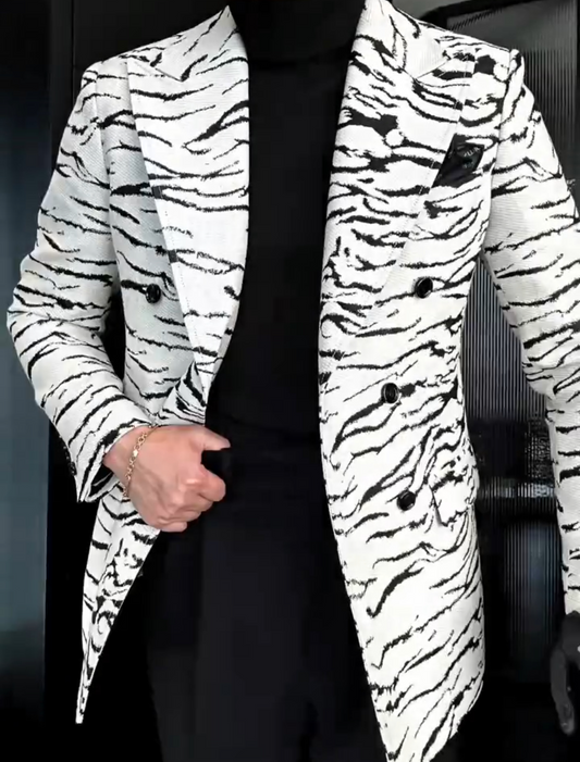 Zebra-print suit jacket