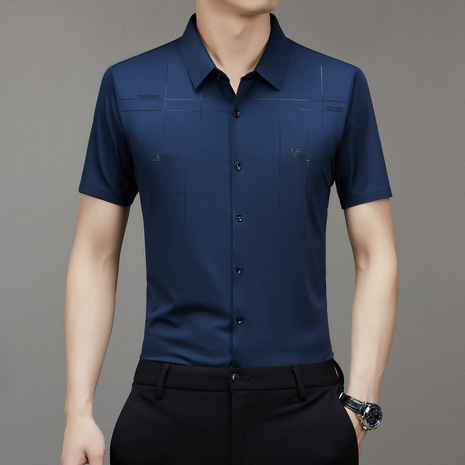 Seamless non-iron striped print shirt