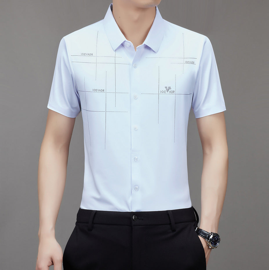 Seamless non-iron striped print shirt