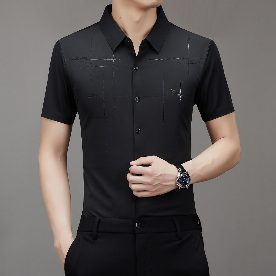 Seamless non-iron striped print shirt