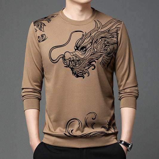 Printed long-sleeved crew neck sweatshirt