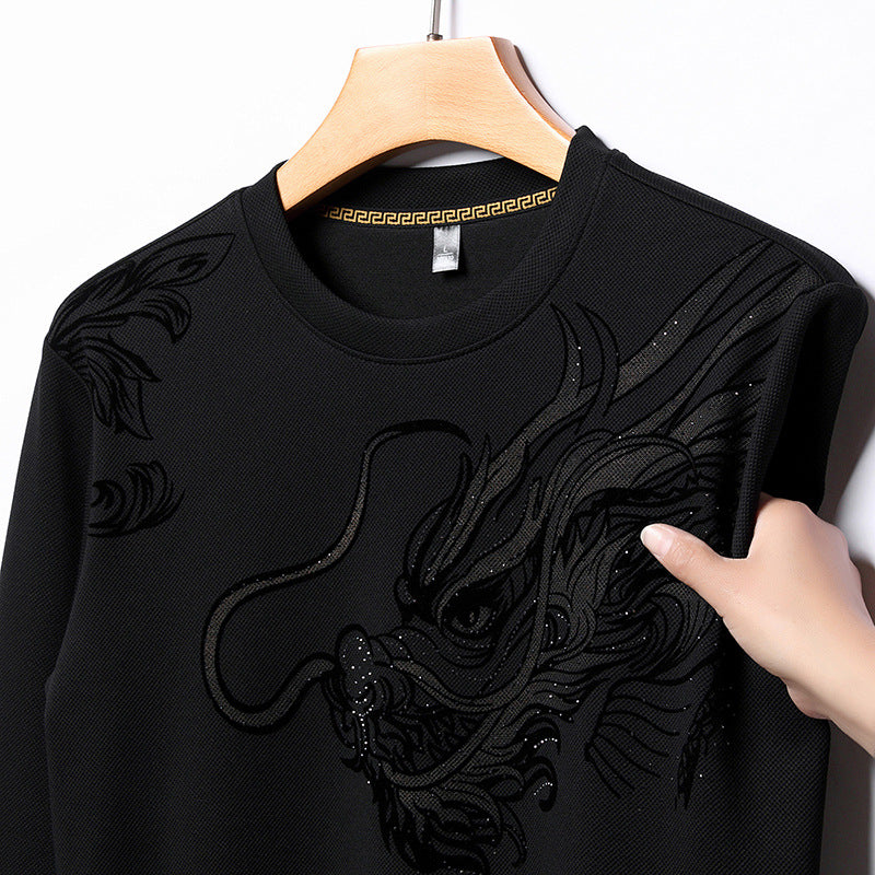 Printed long-sleeved crew neck sweatshirt