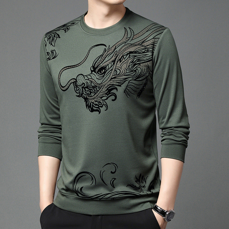 Printed long-sleeved crew neck sweatshirt