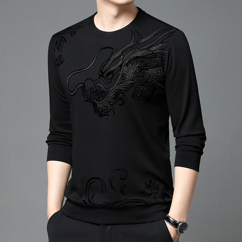 Printed long-sleeved crew neck sweatshirt