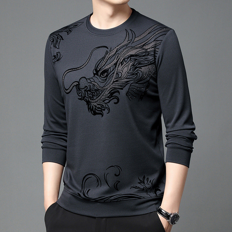 Printed long-sleeved crew neck sweatshirt