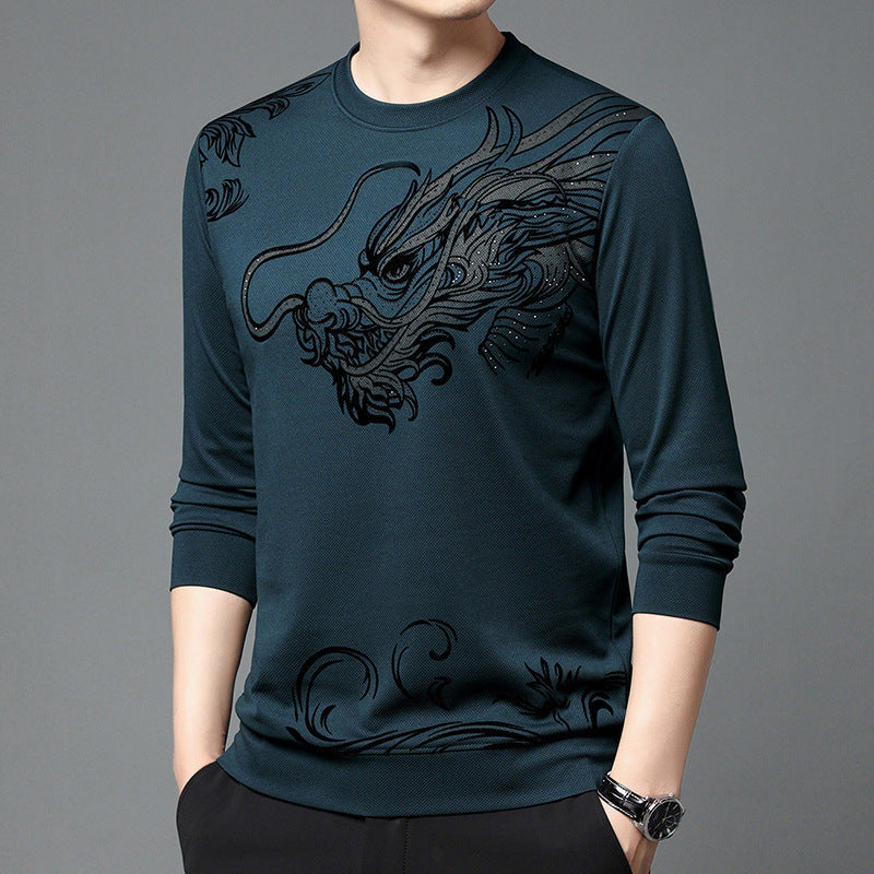 Printed long-sleeved crew neck sweatshirt