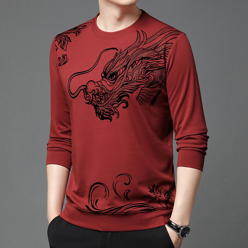 Printed long-sleeved crew neck sweatshirt