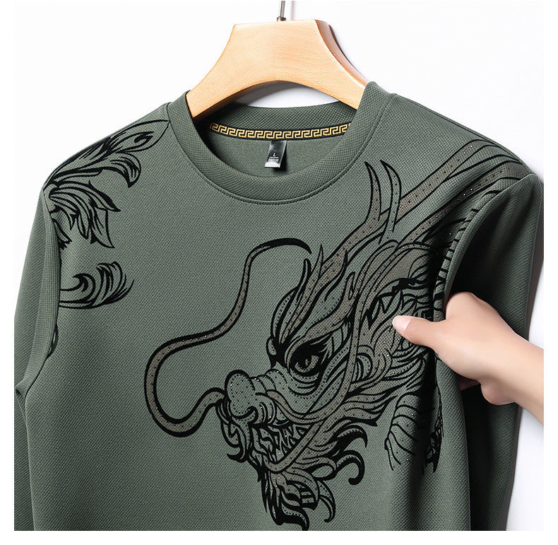 Printed long-sleeved crew neck sweatshirt