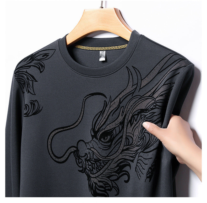Printed long-sleeved crew neck sweatshirt