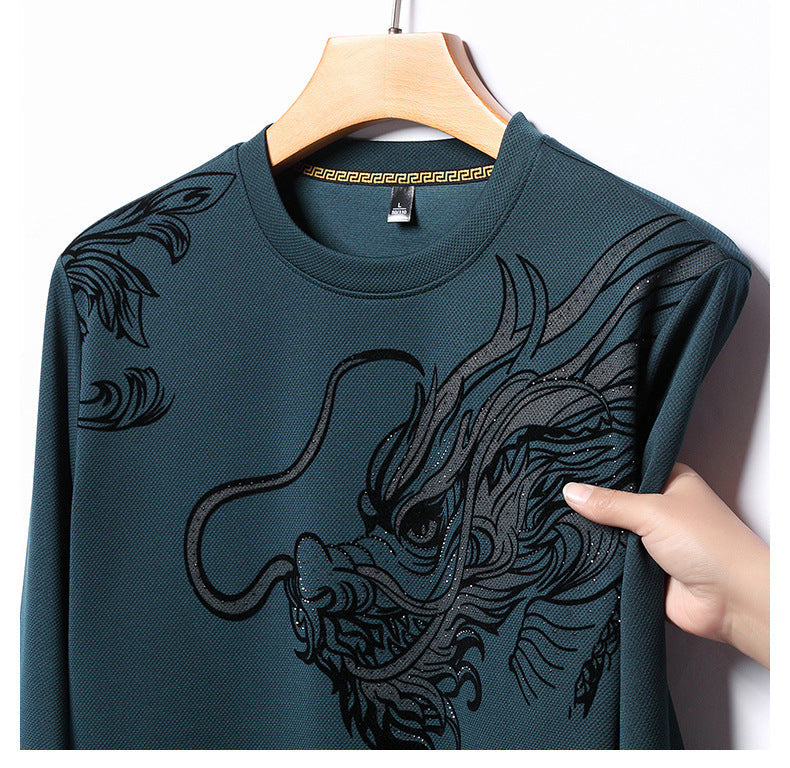 Printed long-sleeved crew neck sweatshirt