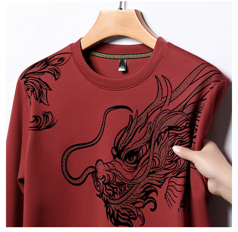 Printed long-sleeved crew neck sweatshirt