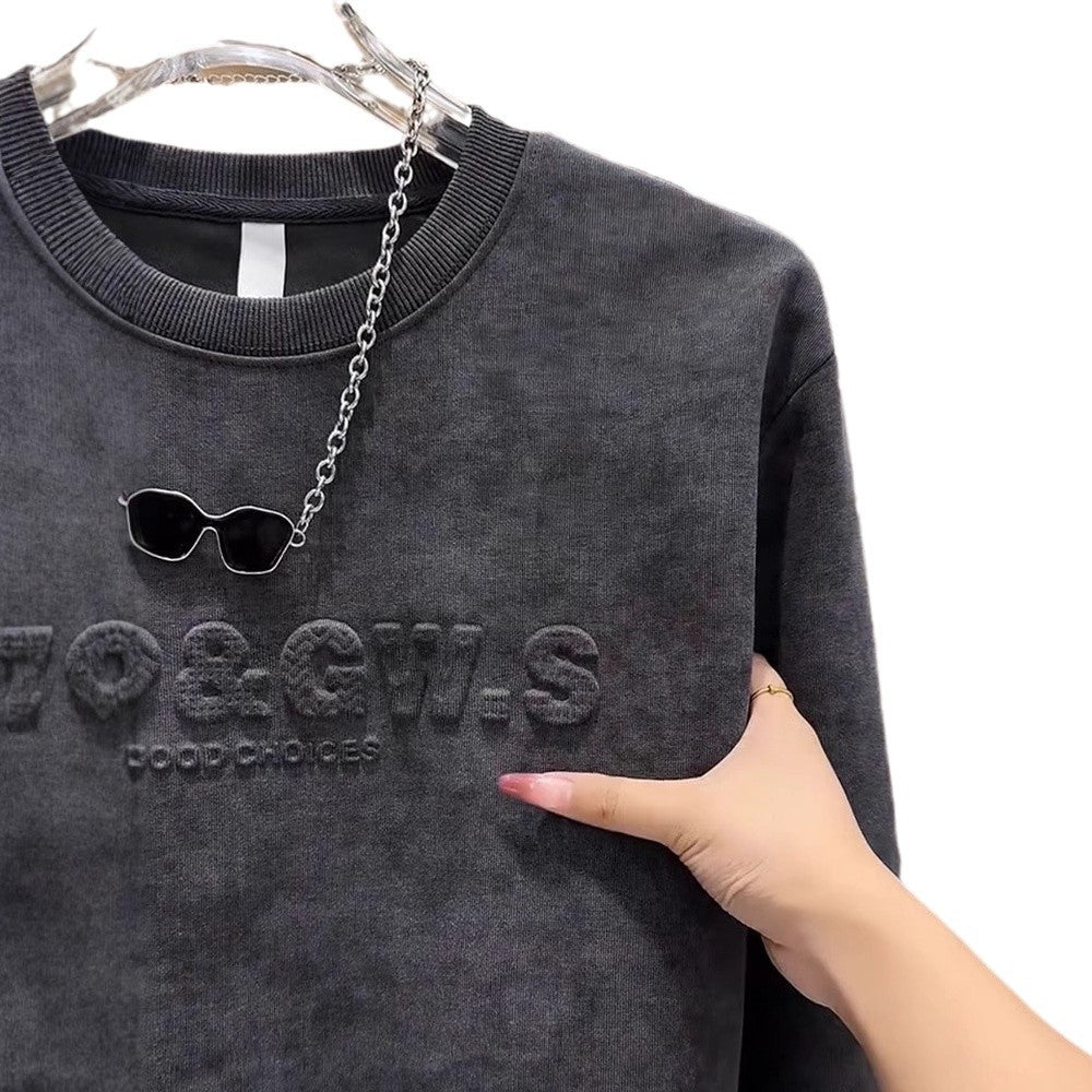 Letter-dyed casual fashion sweatshirt