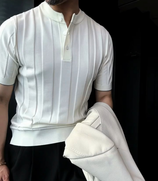 Vertical striped knitted T-shirt