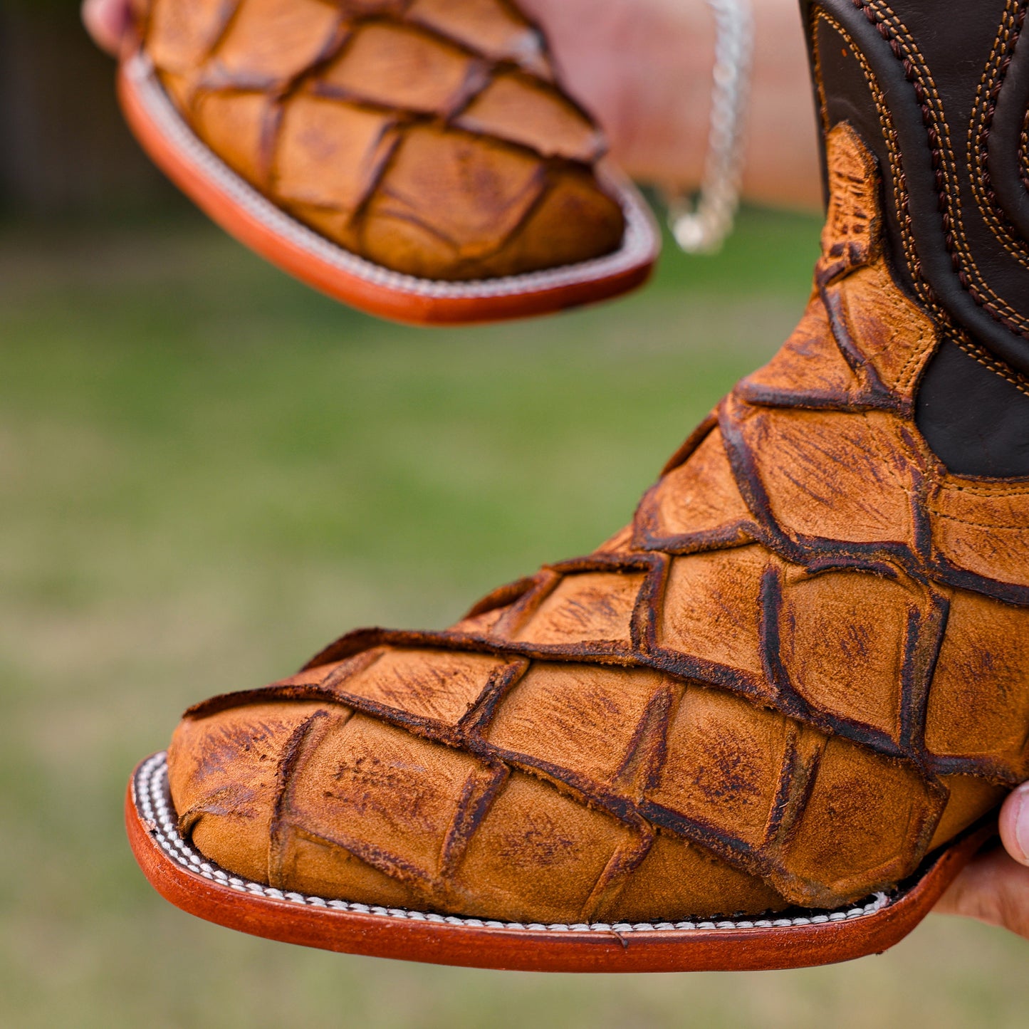 Matte Rustic Honey  Leather Boots - Square Toe