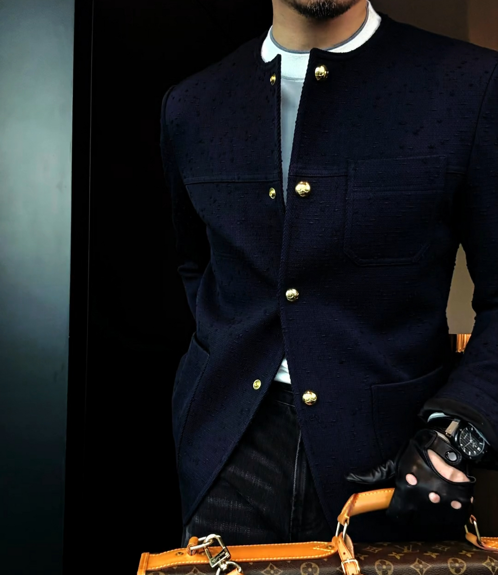 Round neck woolen coat