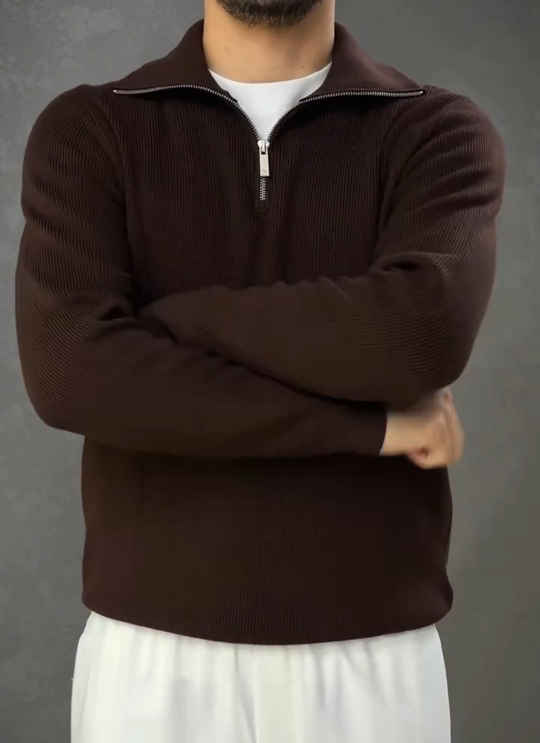 Thickened half-high zipper sweater