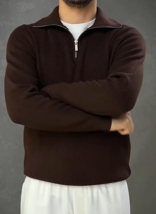 Thickened half-high zipper sweater