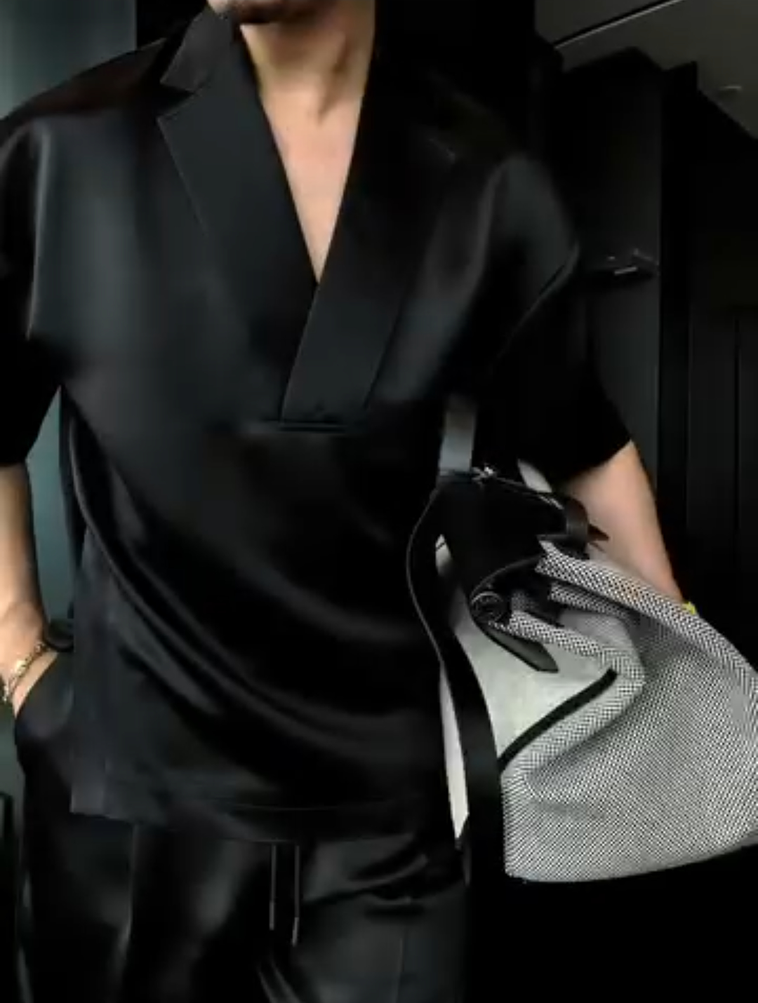 Ice silk casual top + shorts set