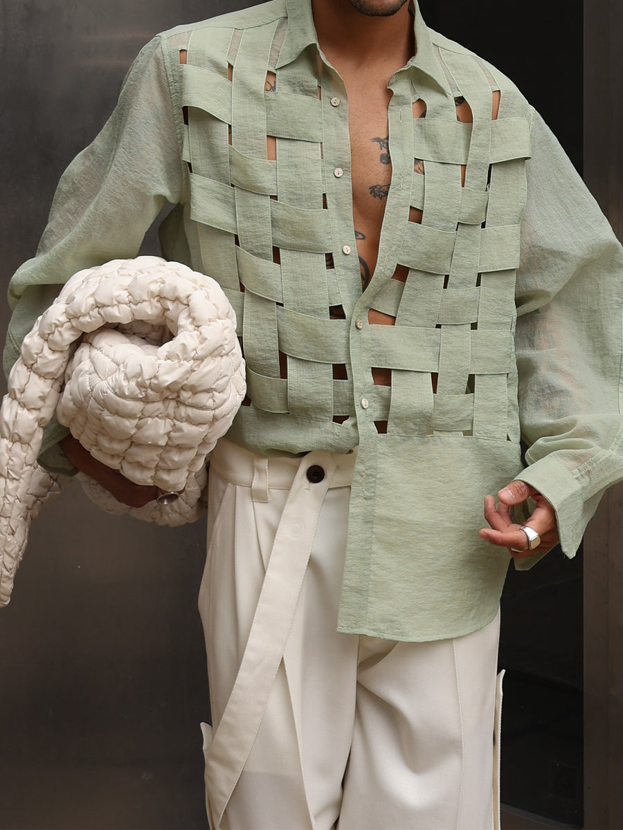 Men's Woven Cut-out Shirt