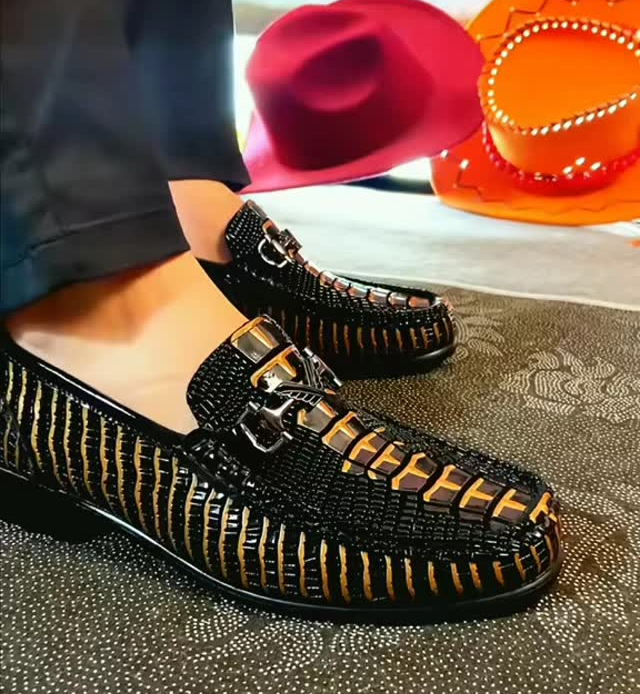 Men's Crocodile Pattern Leather Shoes