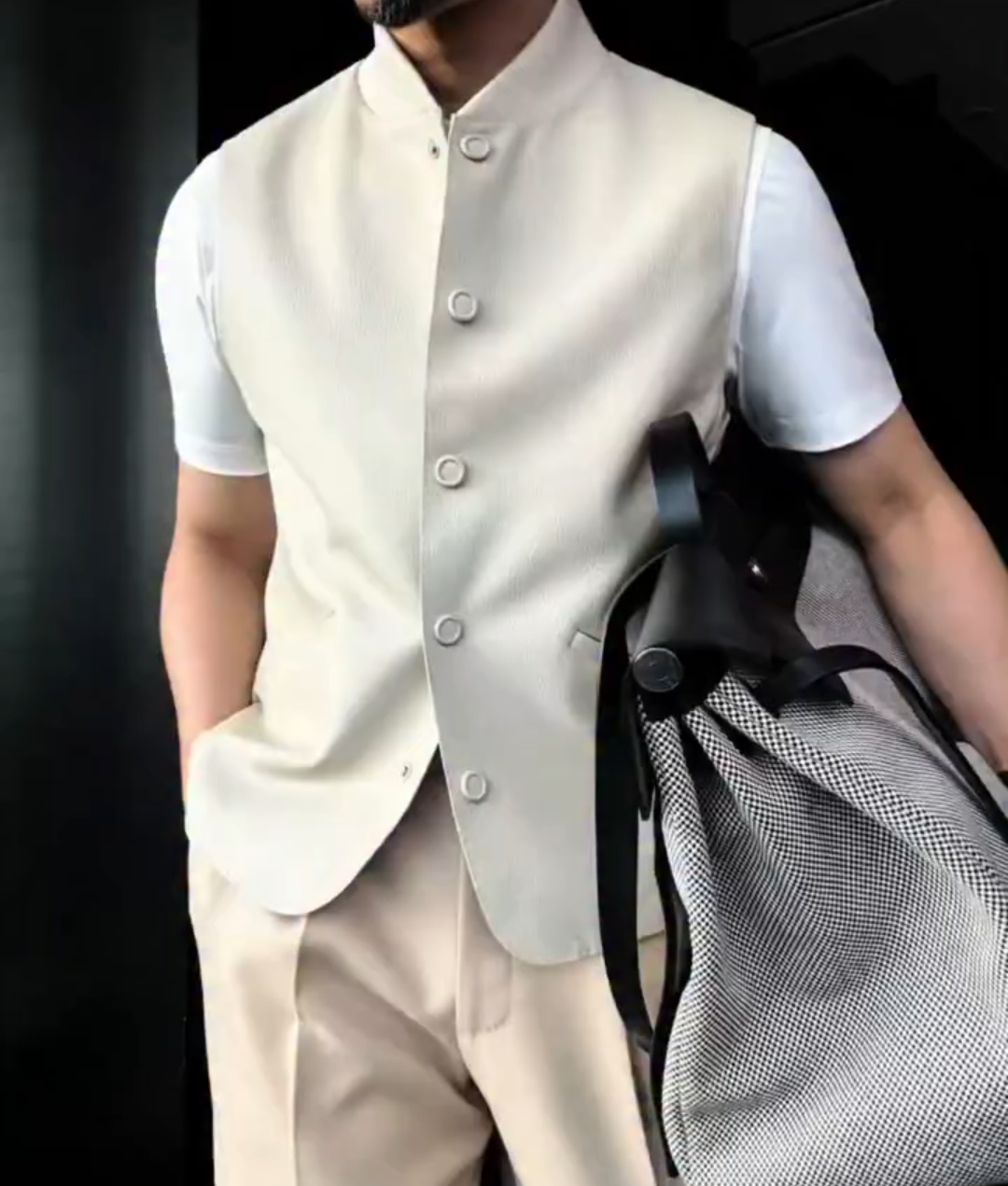 Modern Minimalist Beige Vest Jacket for Effortless Style