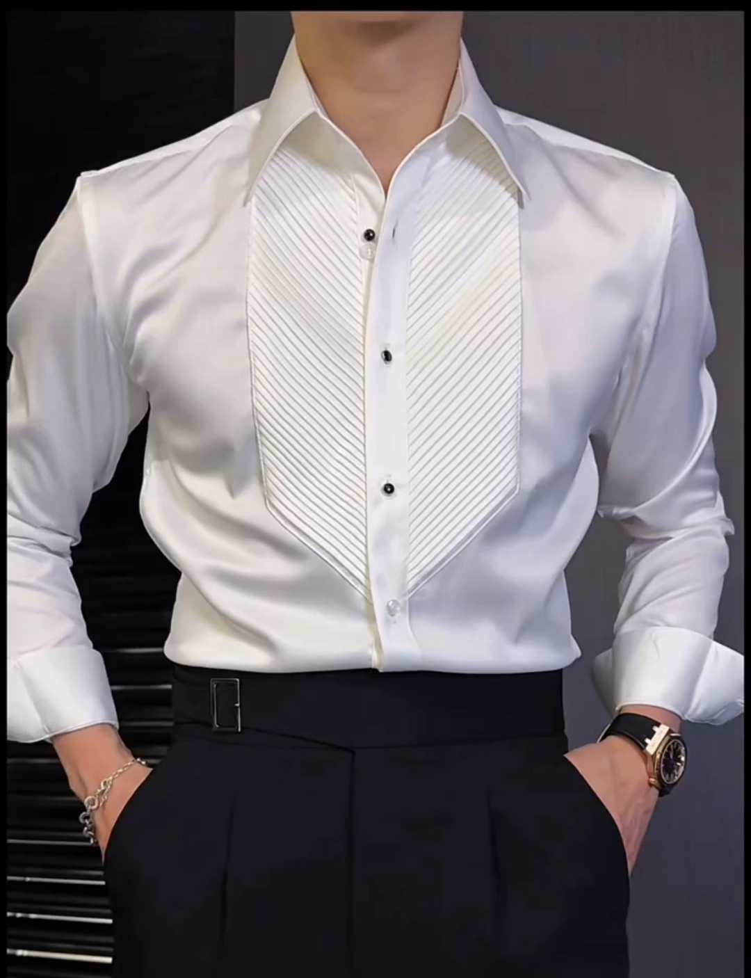 Men's pleated accordion shirt