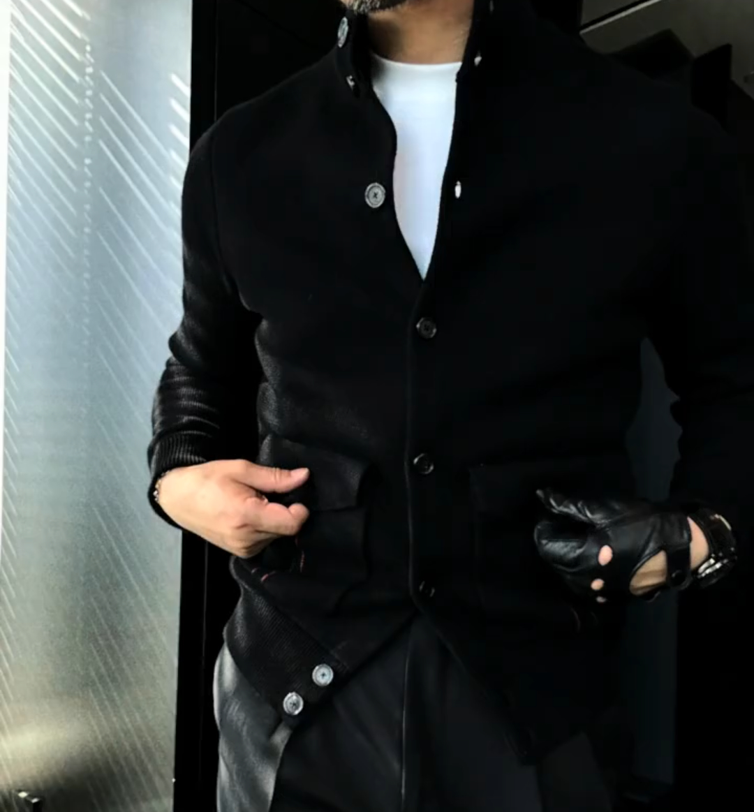 Stand-up collar cardigan