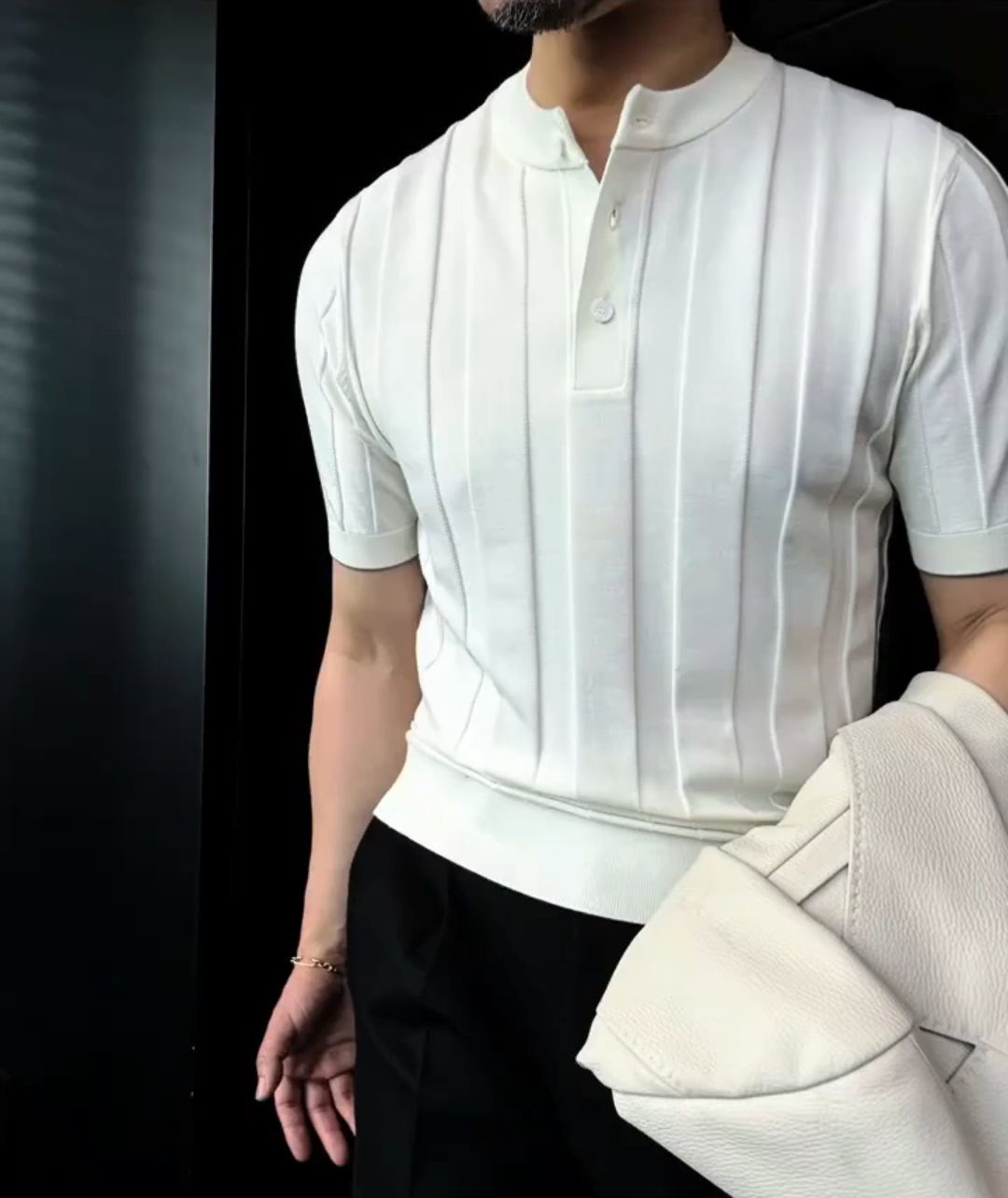 Vertical striped knitted T-shirt