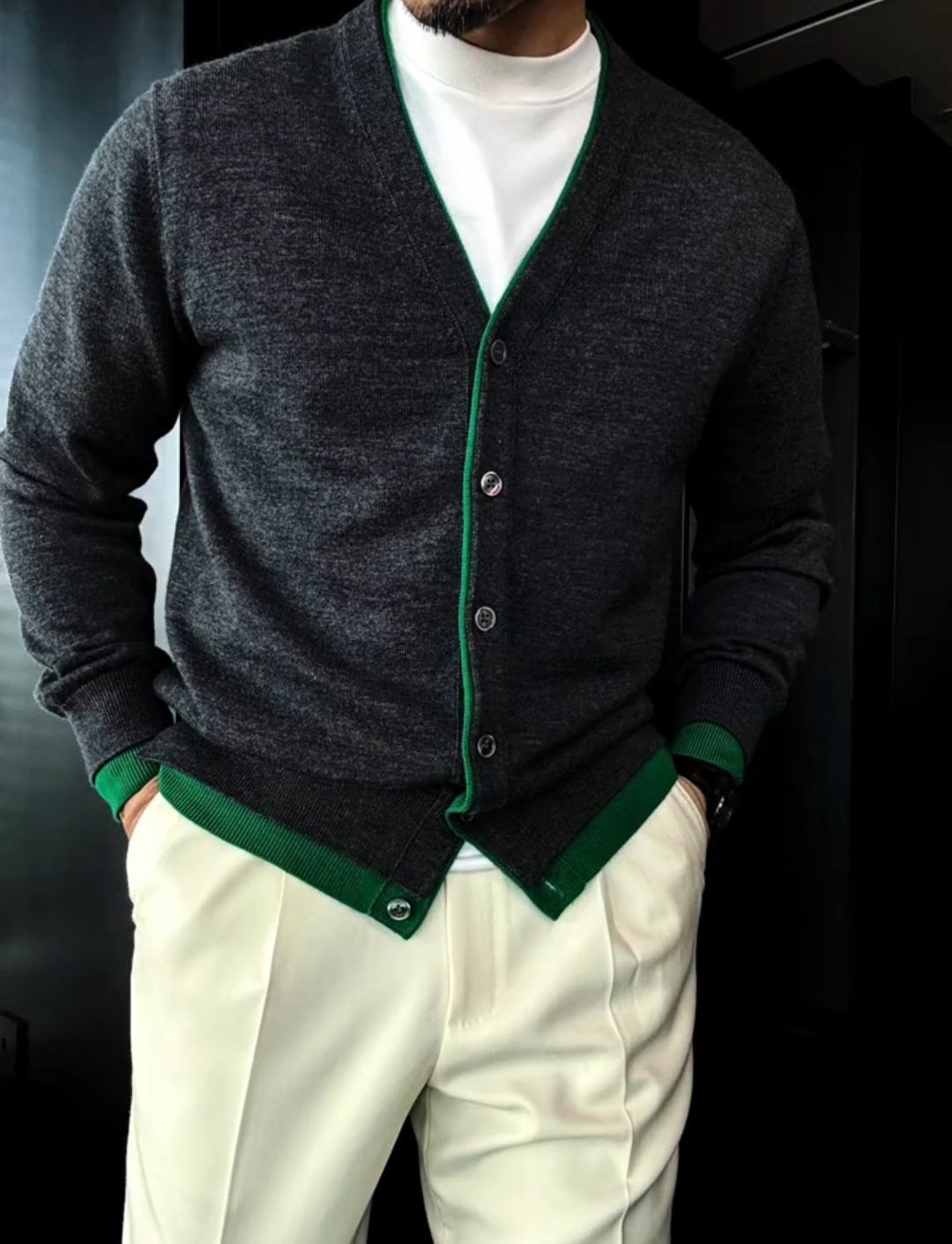 Colorblock Baseball Knit Cardigan
