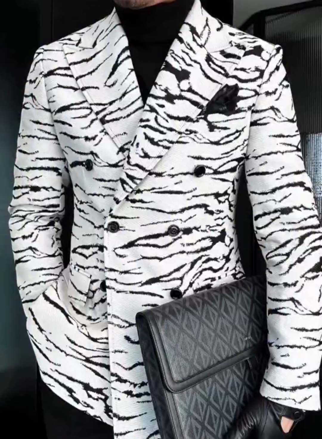 Zebra-print suit jacket