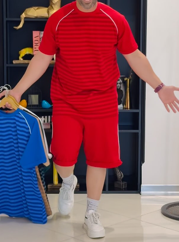 Men's Comfy Elastic Striped 2pc Set