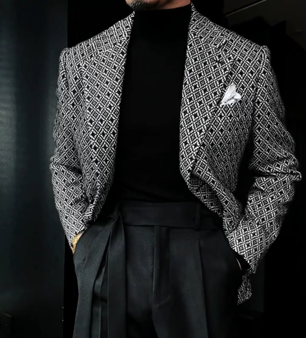 Diamond jacquard blazer