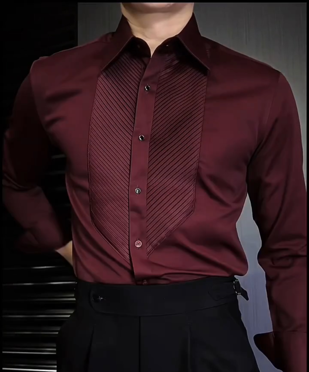 Men's solid color high-end shirt