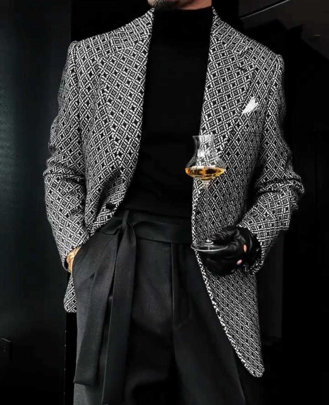 Diamond jacquard blazer