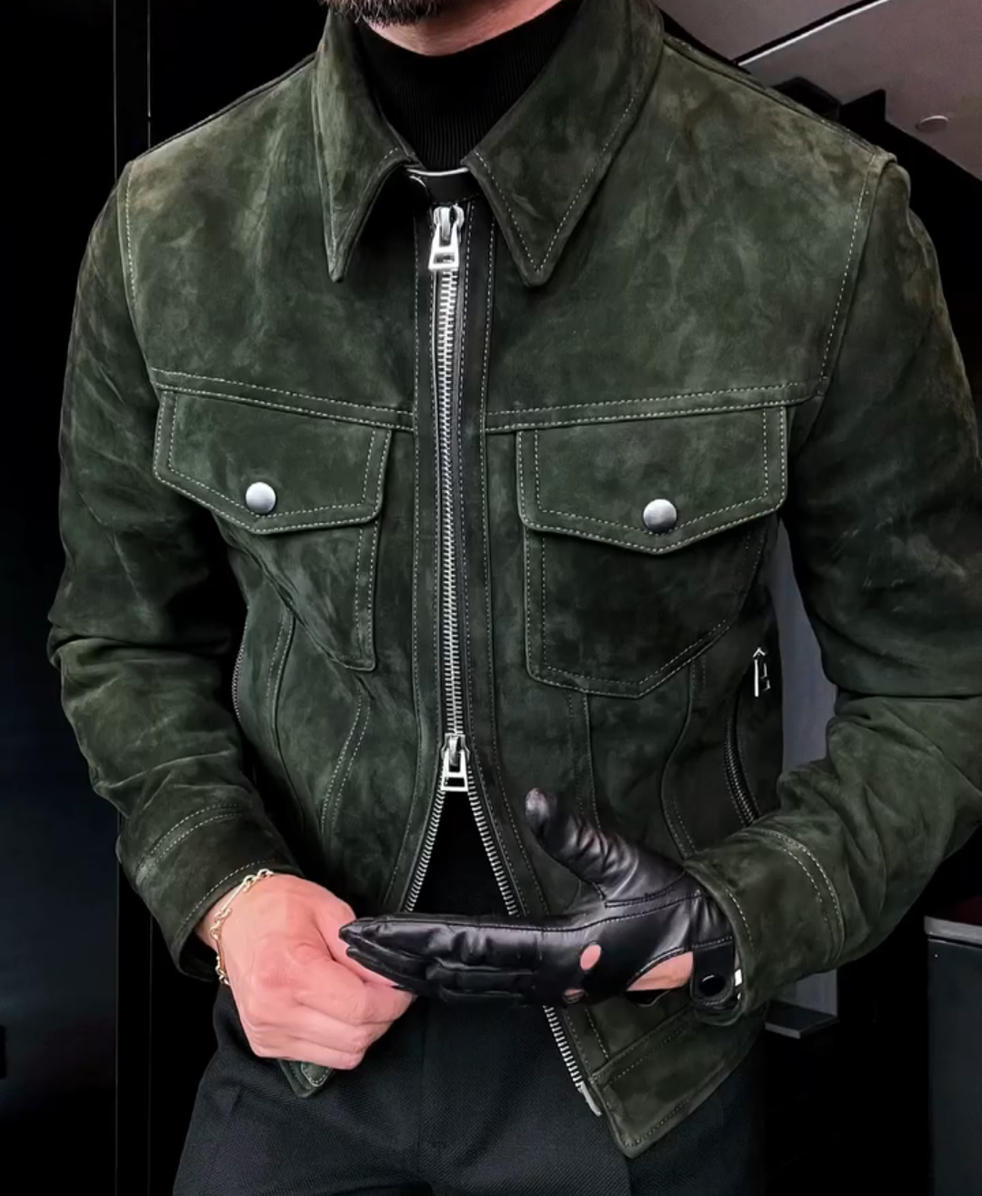 Corduroy collar jacket