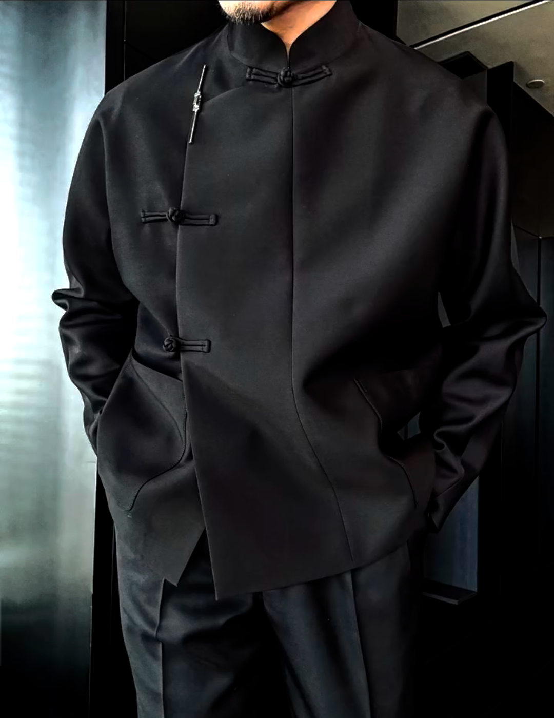 Chinese style stand collar buttoned jacket