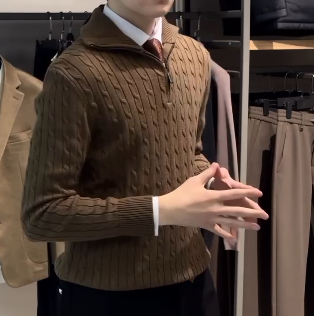 Half-zip knit sweater